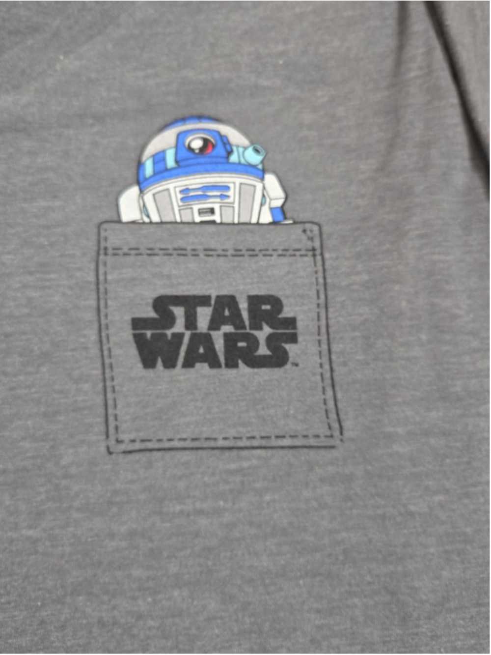 Star Wars Fifth Sun R2D2 Pocket T Shirt Womens Size 3 Gray V Neck Graphic Top - Picture 2 of 8